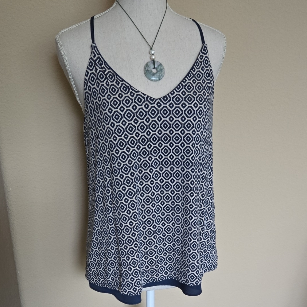 Banana Republic Factory Mixed Media Racerback Tank in Geometric Motif EUC - S